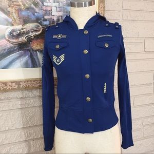 Coogi Military Style Hooded Bomber Jacket